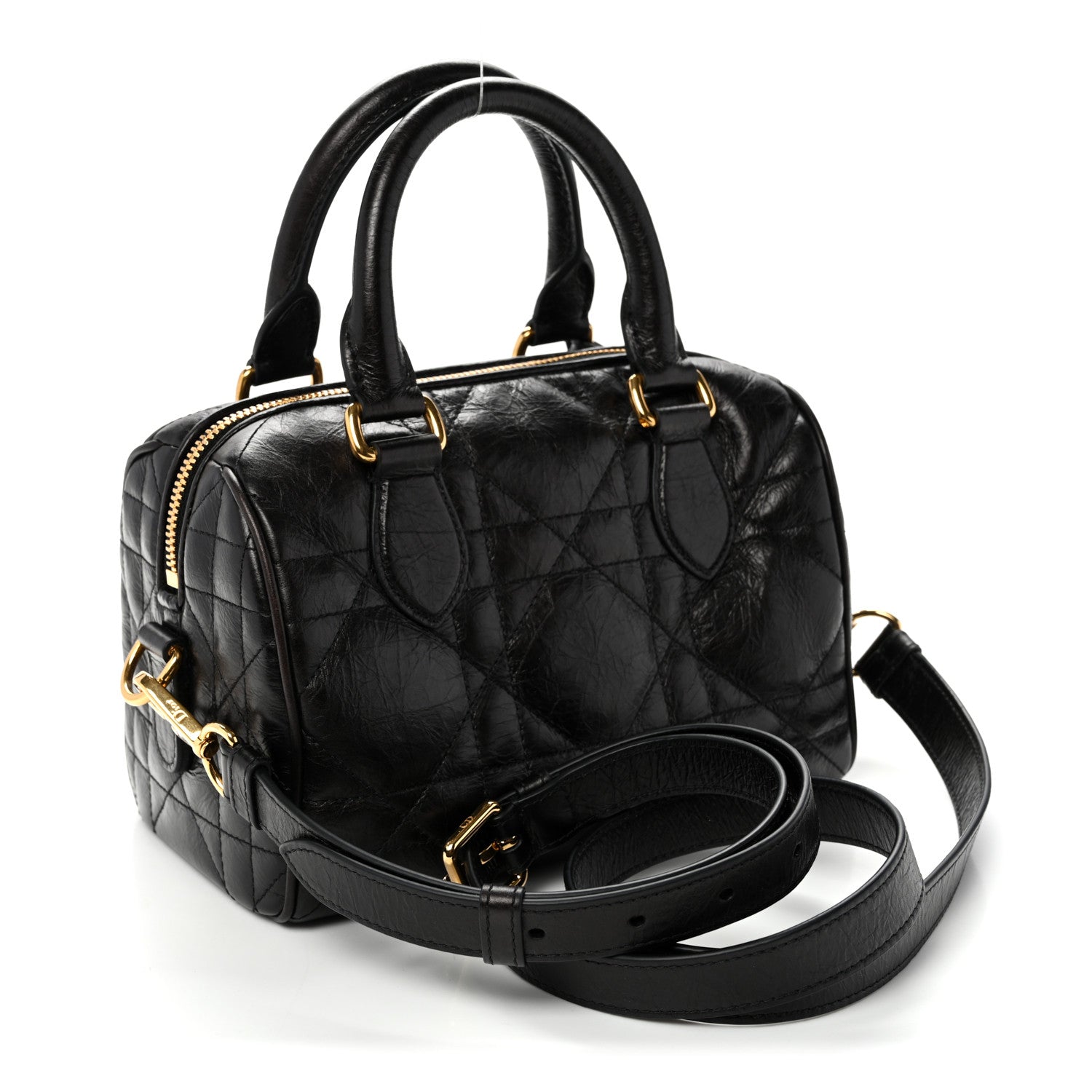 Christian Dior Crinkled Calfskin Macrocannage Groove 20 Bag Black 3 of 10