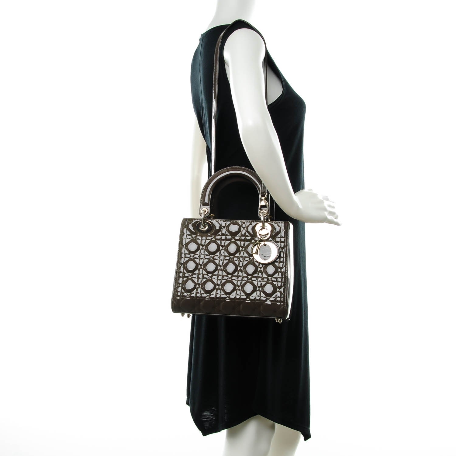 Christian Dior Patent Cannage Medium Lady Dior Olive 2 of 7