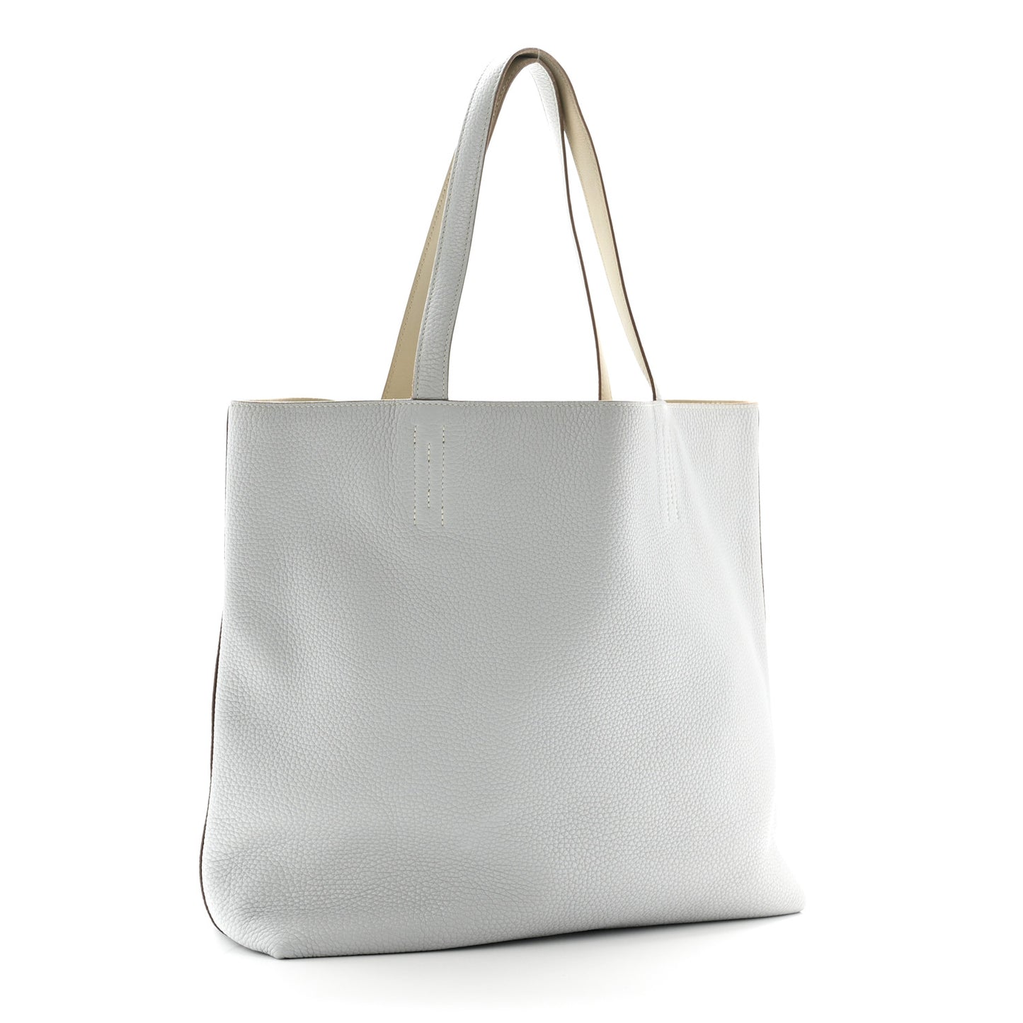 Taurillon Clemence Double Sens 45 Reversible Tote Gris Perle Bleu Pale