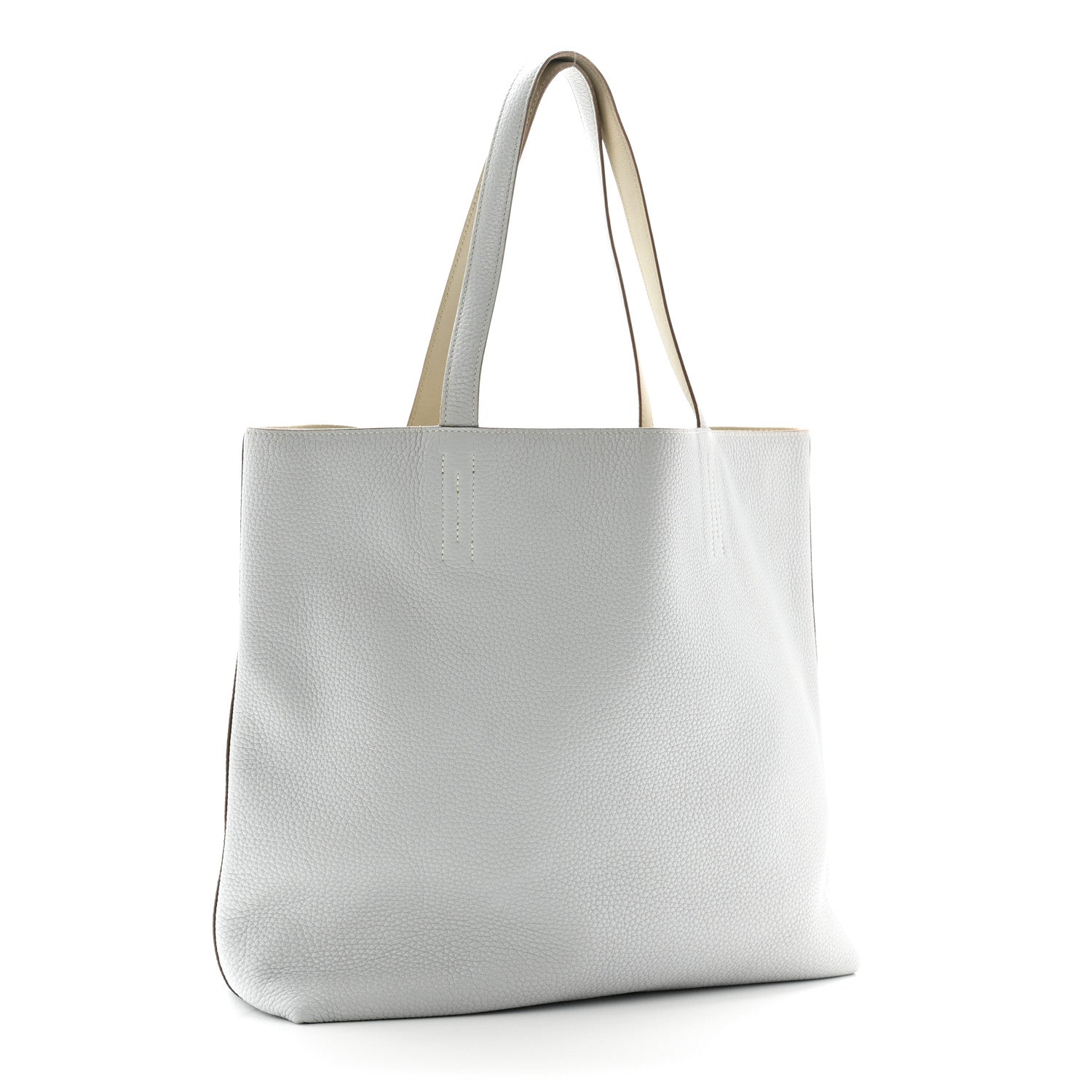 Hermes Taurillon Clemence Double Sens 45 Reversible Tote Gris Perle Bleu Pale 5 of 19