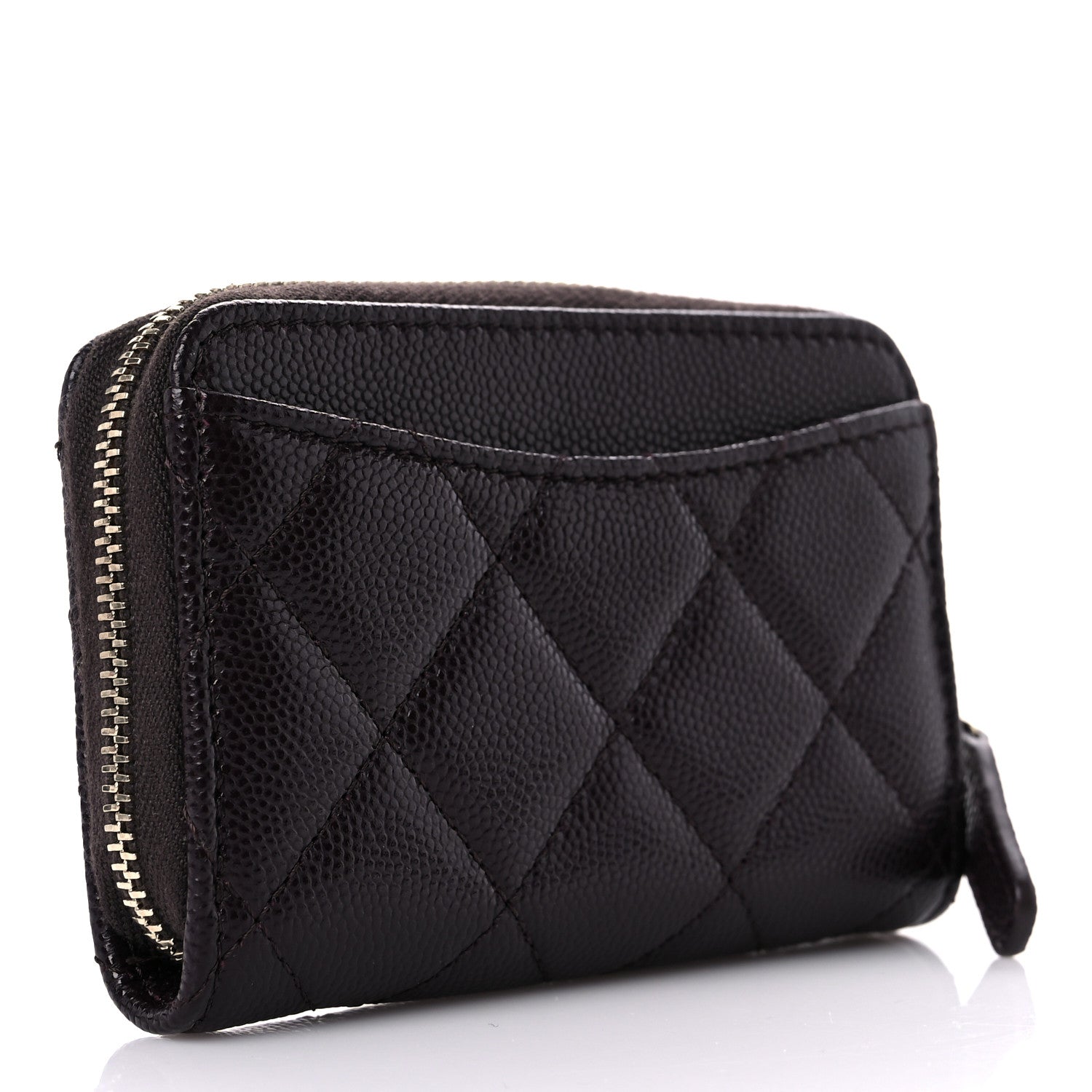 Chanel Caviar Quilted Zip Coin Purse Burgundy 3 of 7