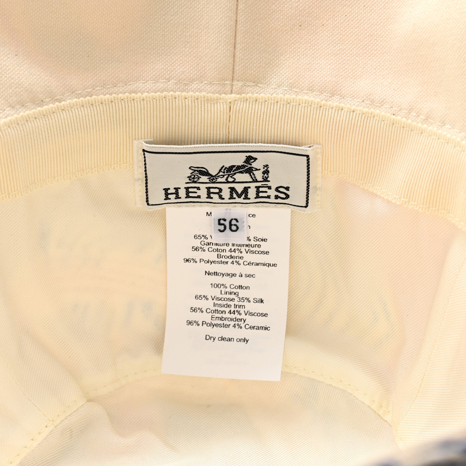 Hermes Cotton Eperon D'Or Embroidered Calvi Bucket Hat 56 Blanc Casse 8 of 10