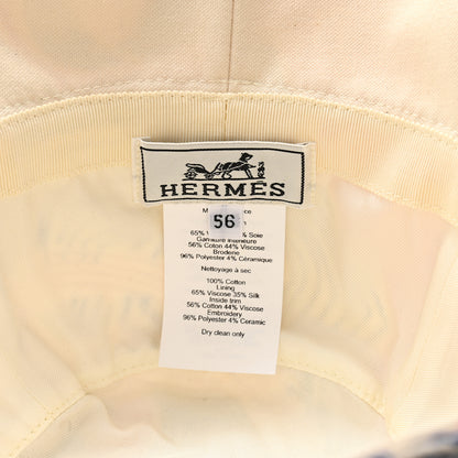 Hermes Cotton Eperon D'Or Embroidered Calvi Bucket Hat 56 Blanc Casse 8 of 10