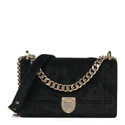 Christian Dior Velvet Medium Diorama Flap Bag Black 1 of 8
