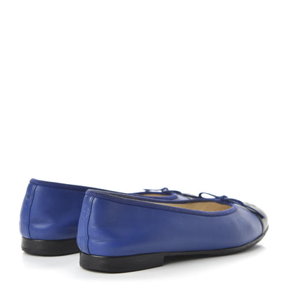 Chanel Lambskin CC Cap Toe Ballerina Flats 36 Blue Black 4 of 10