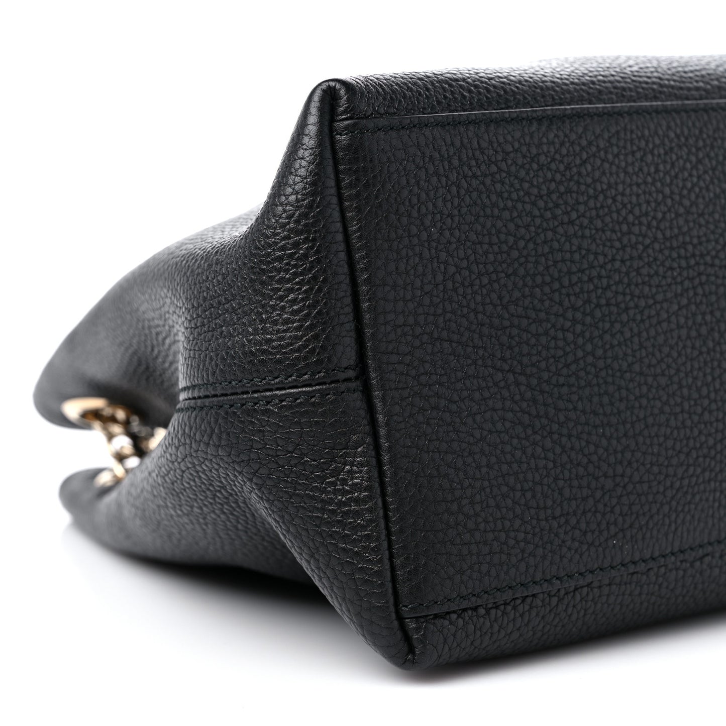 Pebbled Calfskin Medium Soho Chain Shoulder Bag Black