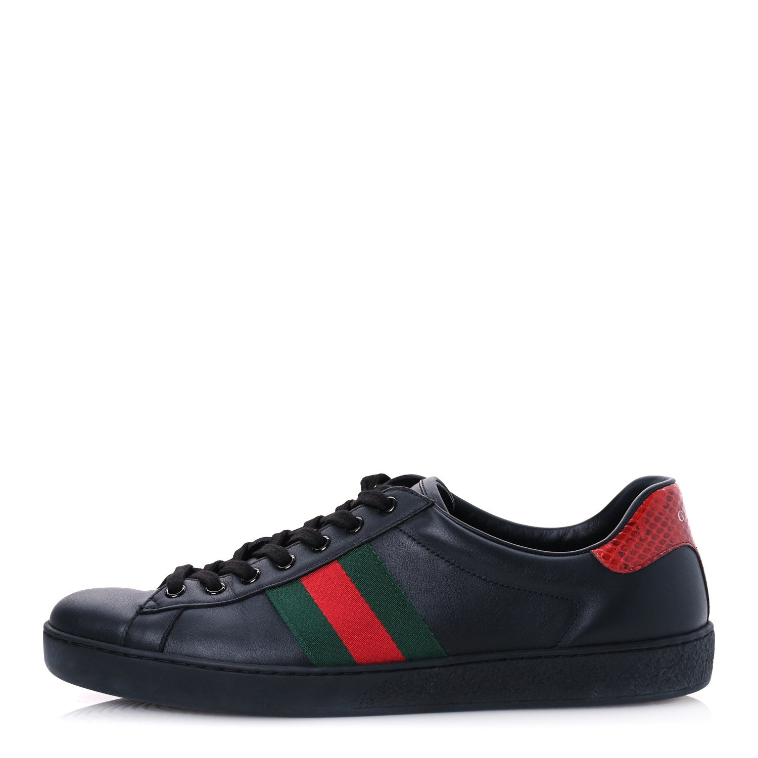 Gucci Miro Soft Calfskin Ayers Web Mens Ace Sneakers 10.5 Black Rosso 1 of 12