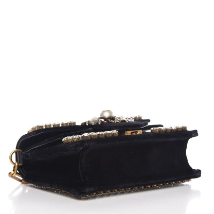 Gucci Velvet Crystal Mini Bee Broadway Shoulder Bag Black 4 of 7