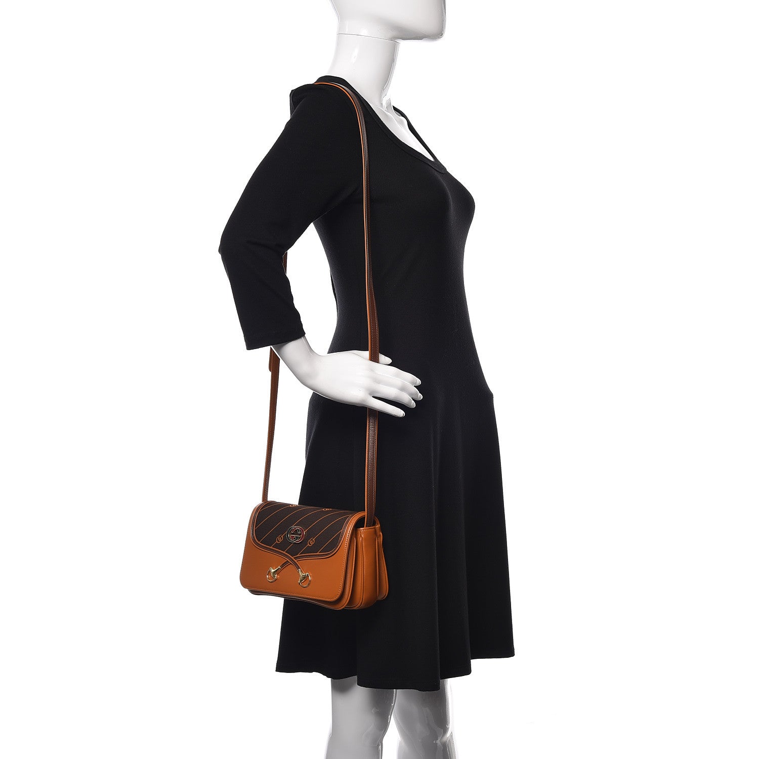 Gucci Calfskin Canvas Diagonal GG Rajah Shoulder Bag Brown 2 of 10