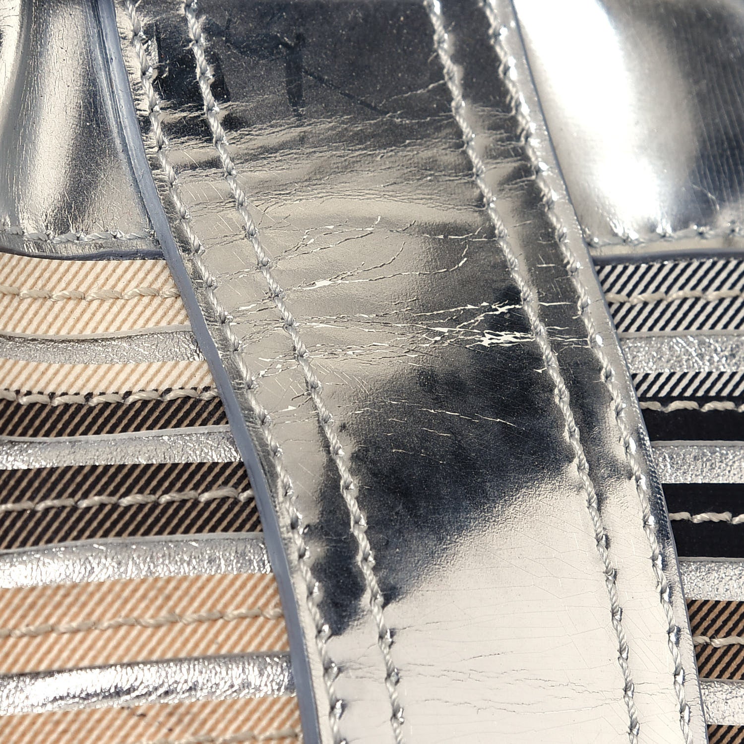 Burberry Metallic Patent House Check Sliced Beaton Tote Silver 16 of 19