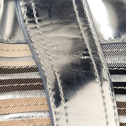 Burberry Metallic Patent House Check Sliced Beaton Tote Silver 16 of 19