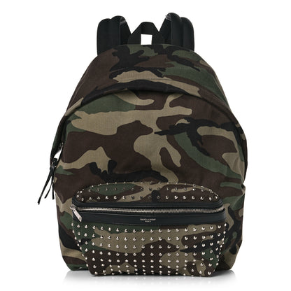 Saint Laurent Canvas Camouflage Studded Hunting Backpack Green Black Brown 1 of 8