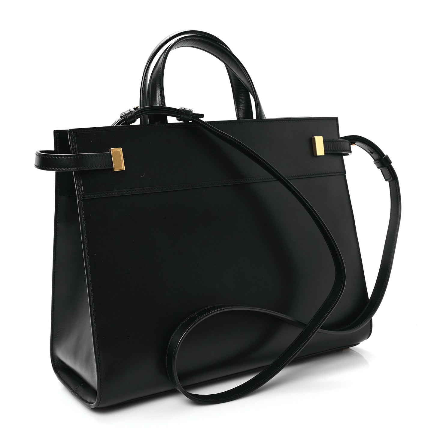 Calfskin Small Manhattan Shopper Tote Black