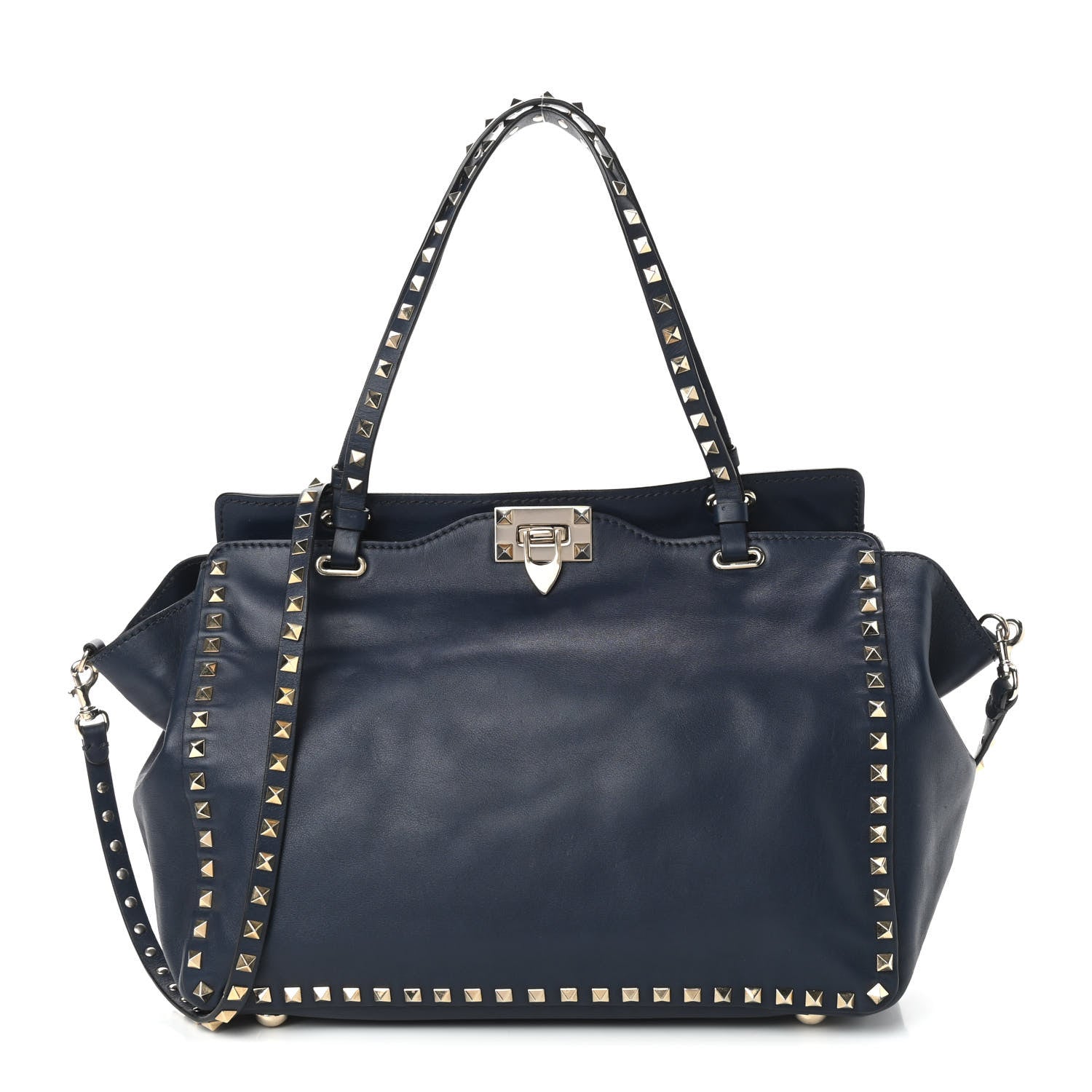 Valentino Garavani Vitello Medium Rockstud Tote Marine 1 of 8
