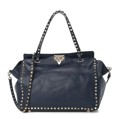 Valentino Garavani Vitello Medium Rockstud Tote Marine 1 of 8