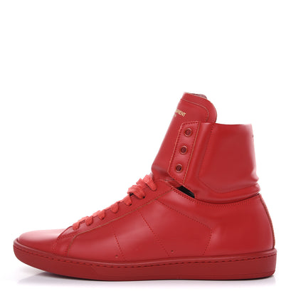Saint Laurent Calfskin Mens Court Classic SL/01H High Top Sneakers 41 New Red 1 of 8