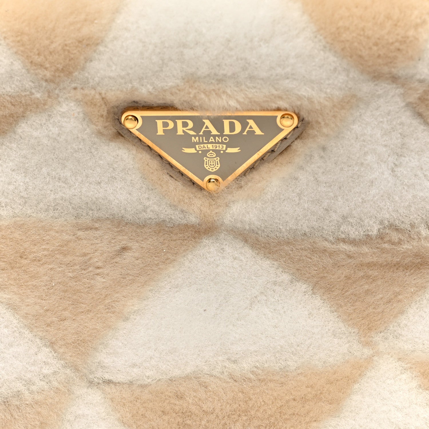 Prada Shearling Symbole Mini Triangle Bag Ecru White 7 of 9