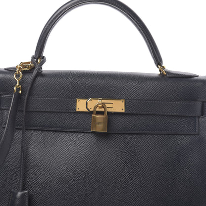 Hermes Courchevel Kelly Retourne 32 Bleu Marine 11 of 13