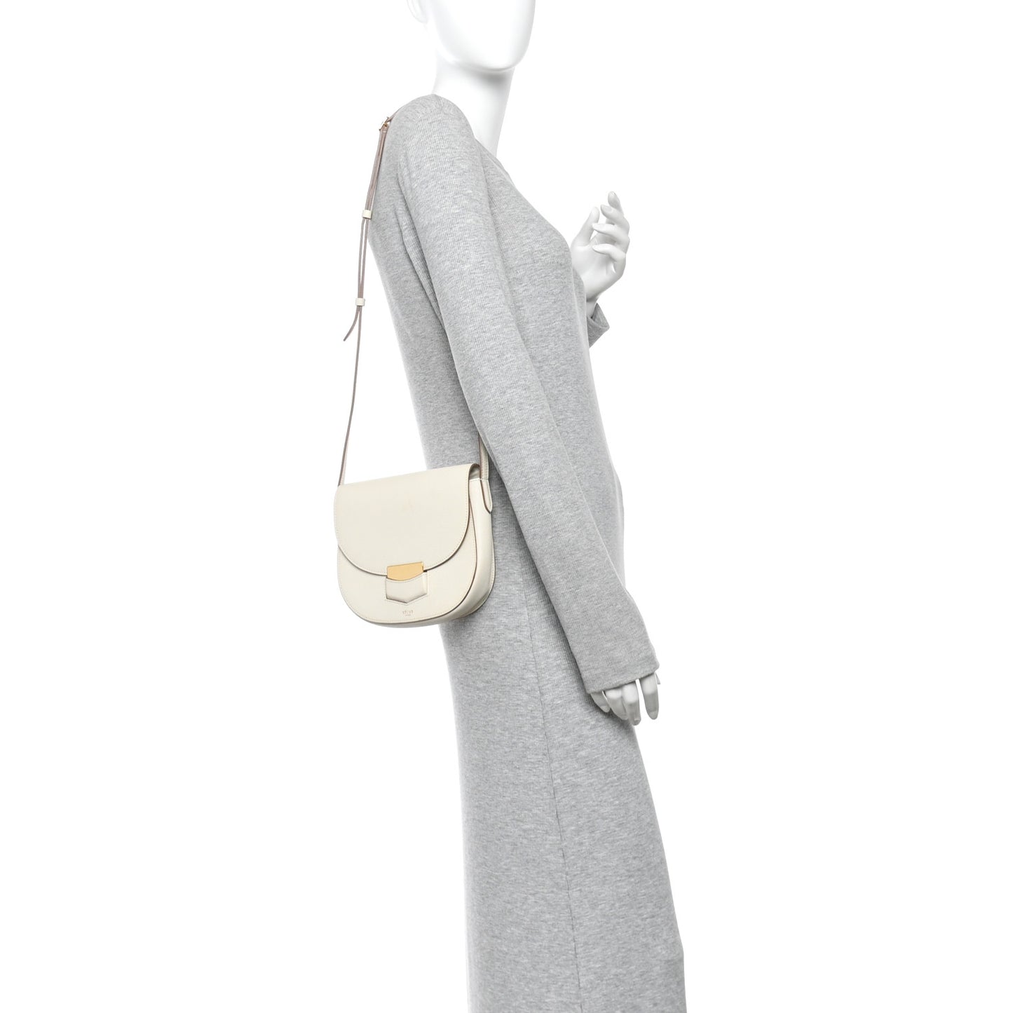 Grained Calfskin Small Trotteur White