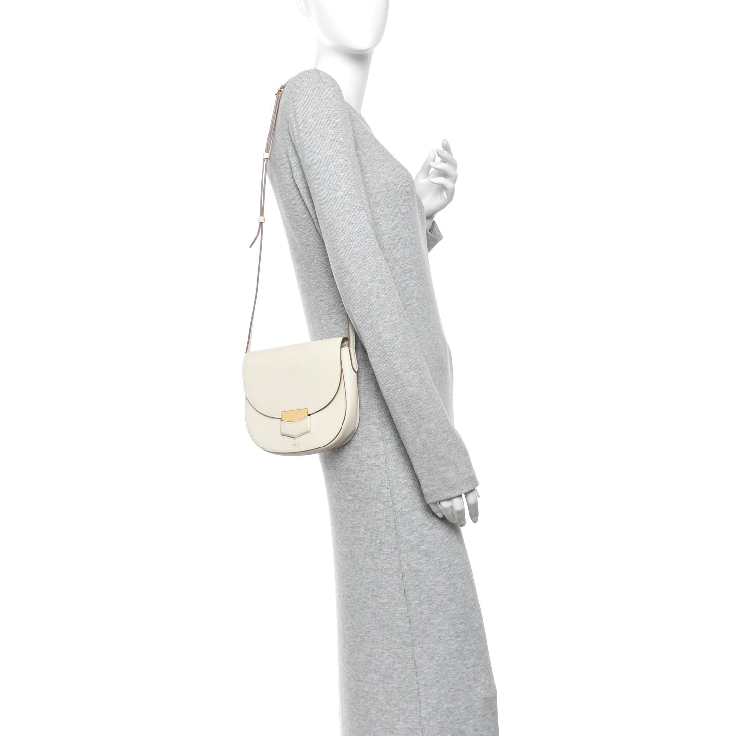 Celine Grained Calfskin Small Trotteur White 2 of 11