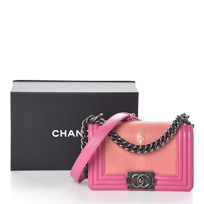 Chanel Galuchat Stingray Small Boy Flap Pink 10 of 10
