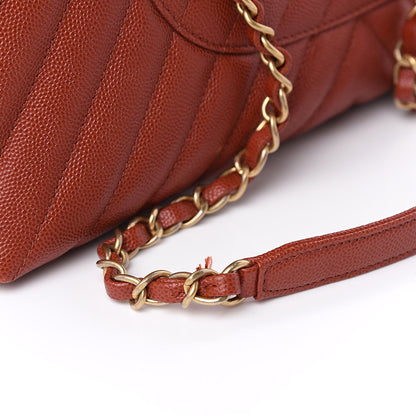 Chanel Caviar Chevron Quilted Medium Coco Handle Flap Dark Orange 11 of 11