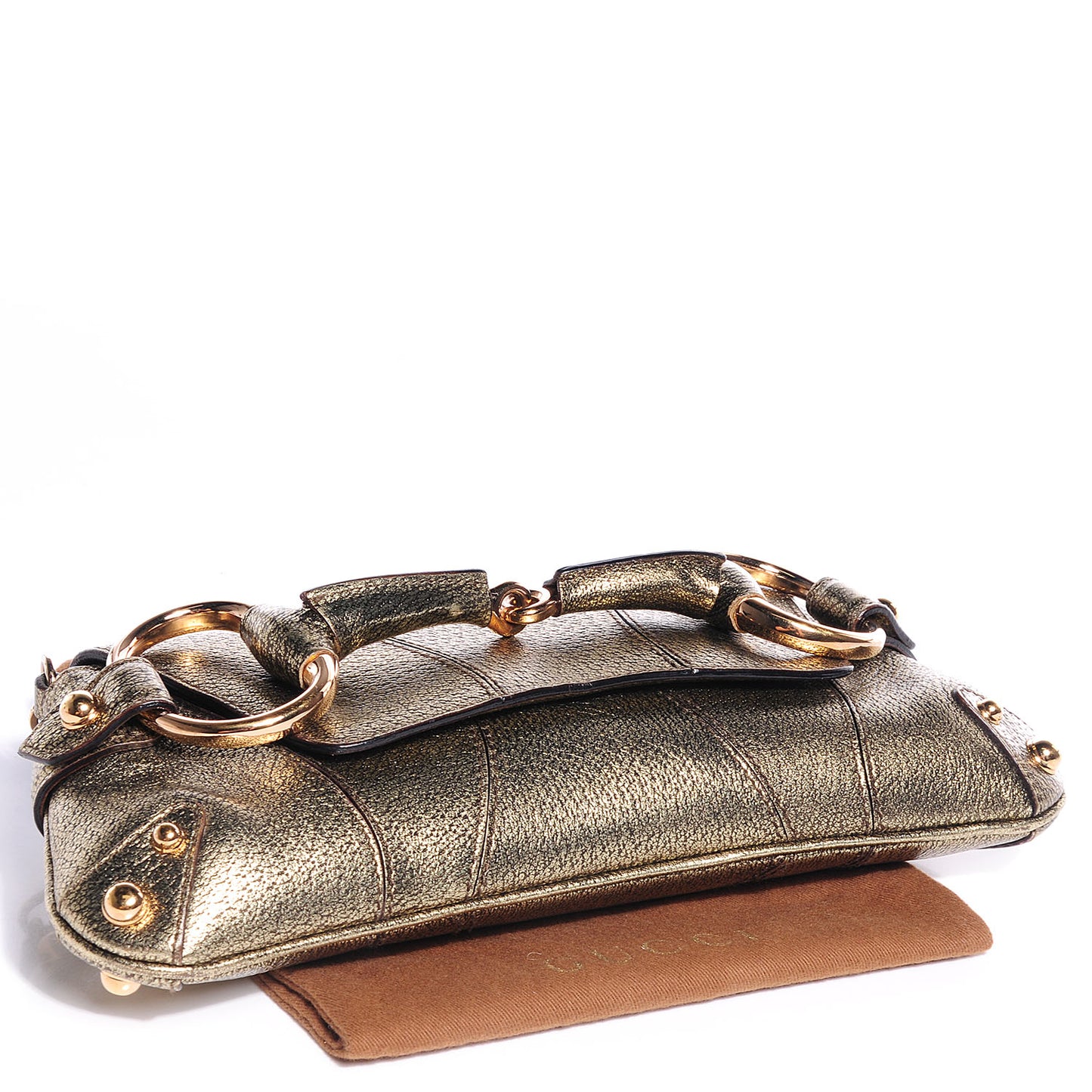 Calfskin Small Horsebit Chain Clutch Gold