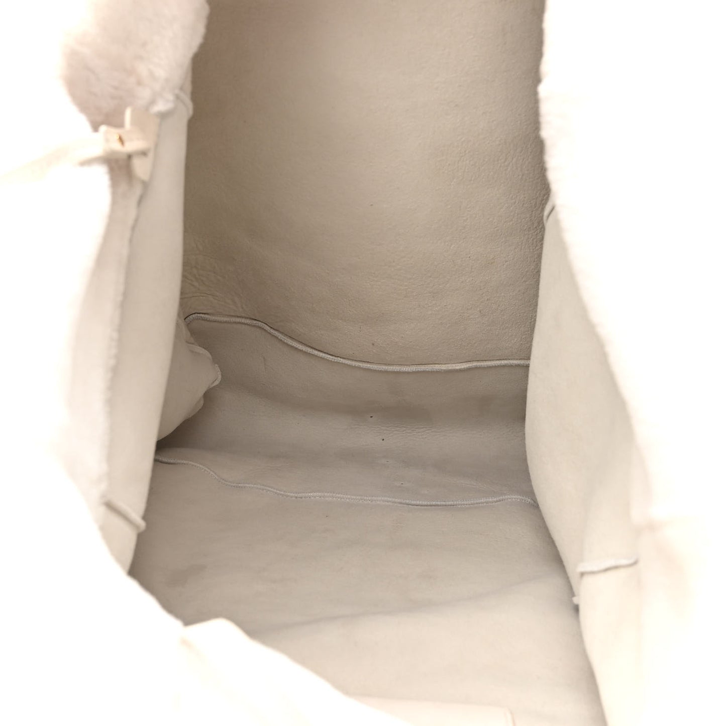 Shearling Saffiano Shoulder Bag White