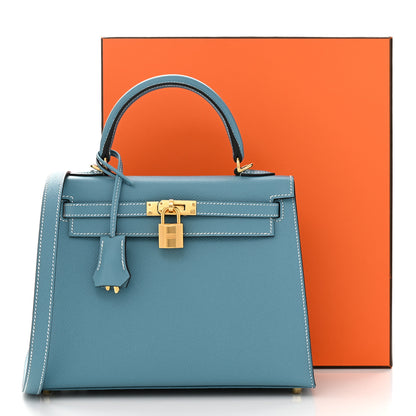 Hermes Epsom Kelly Sellier 25 New Blue Jean 10 of 10