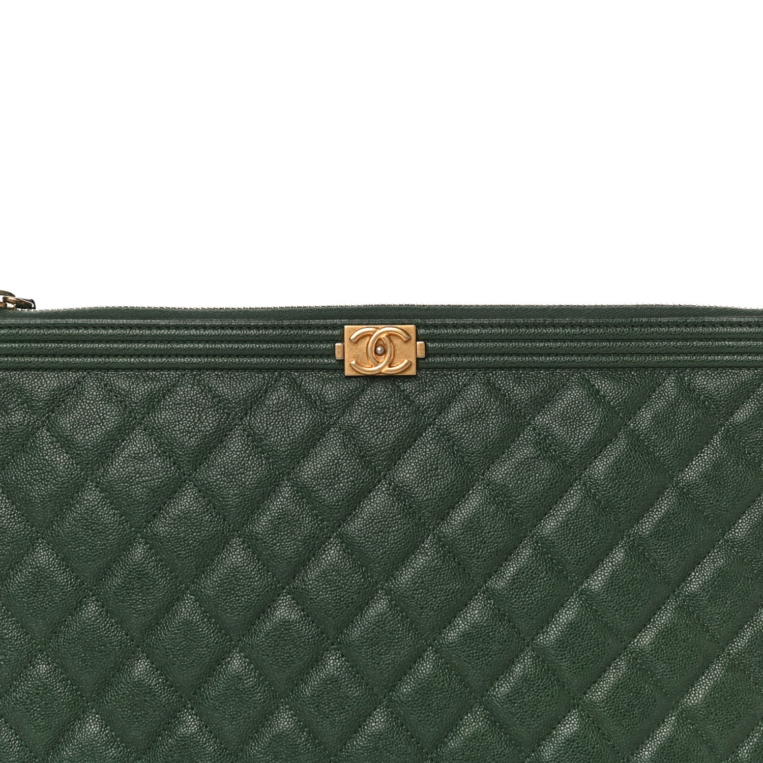 Chanel Caviar Quilted Medium Boy Cosmetic Case Green 8 of 12