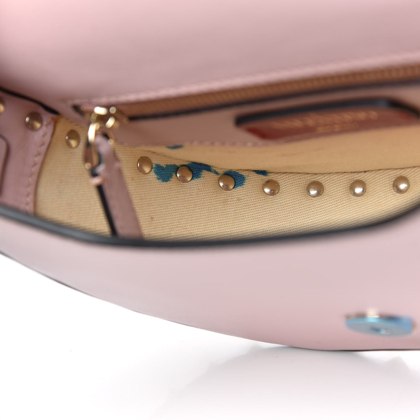 Calfskin Rockstud Halfmoon Saddle Bag Water Rose