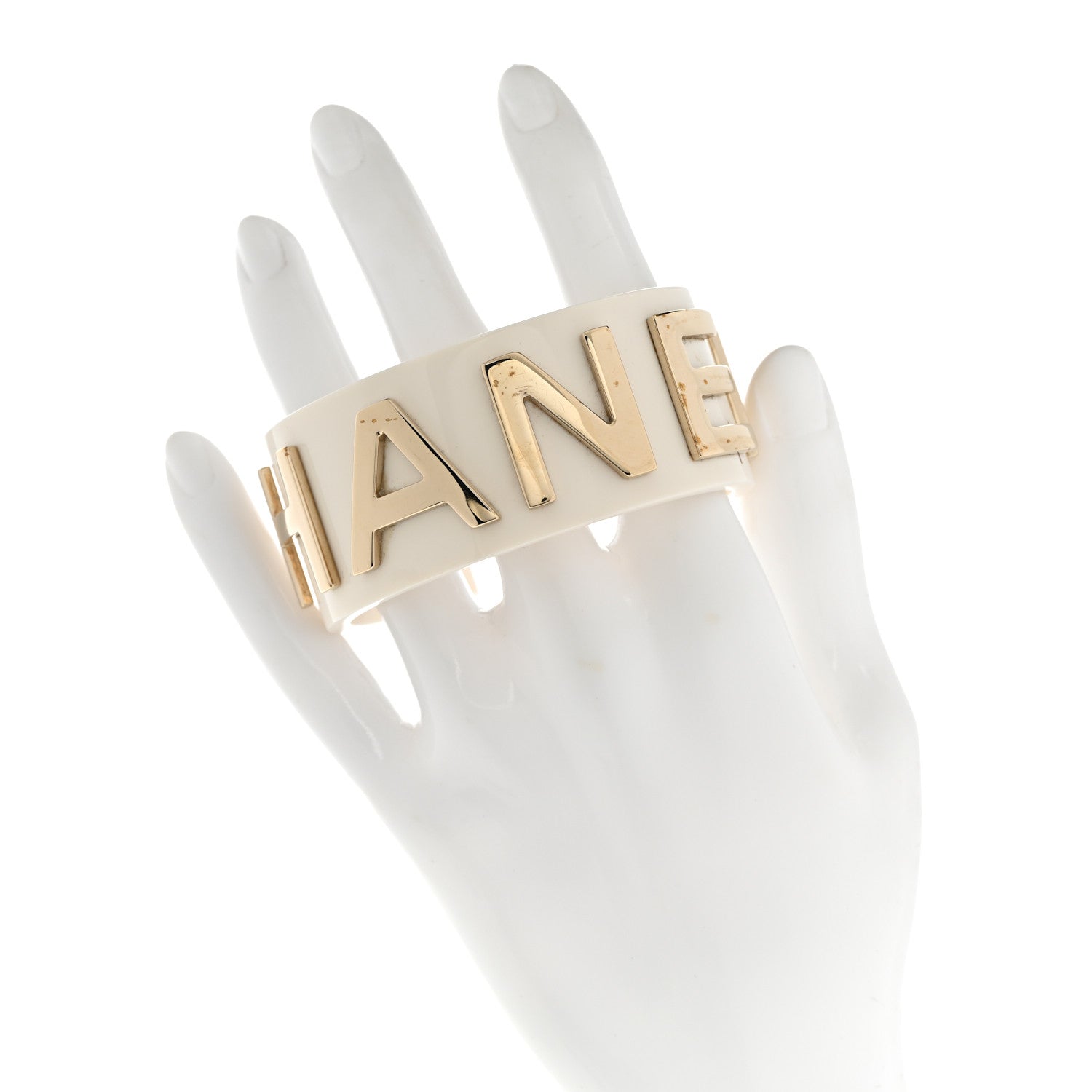 Chanel Resin Metal Cuff White 2 of 10
