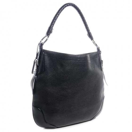 Vitello Daino Braided Hobo Nero Black