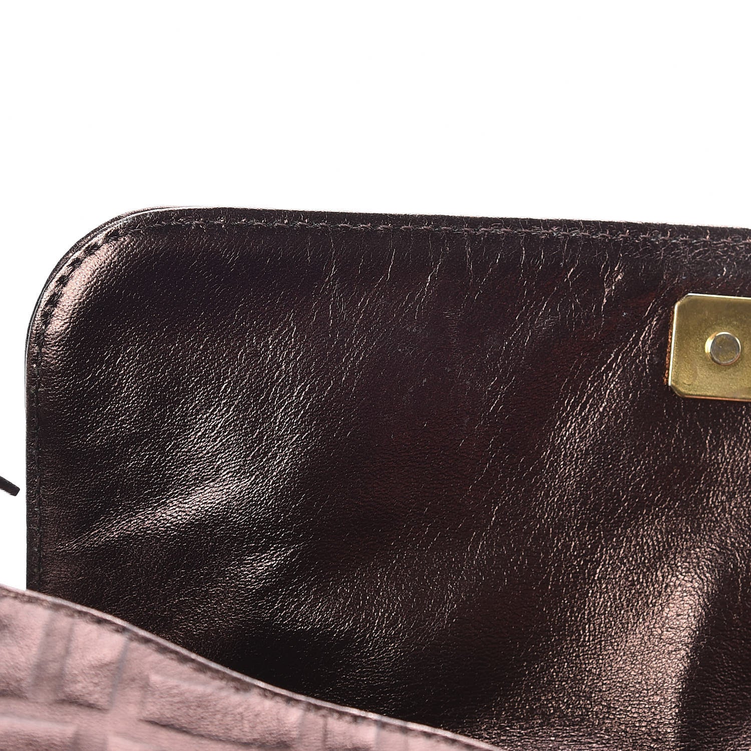 Fendi Metallic Calfskin FF Embossed Small Chef Shoulder Bag Bronze 10 of 15