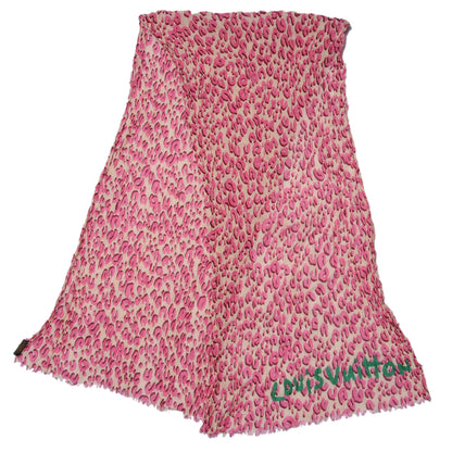 Louis Vuitton Cotton Leopard Pareo Blanc Corail 4 of 7