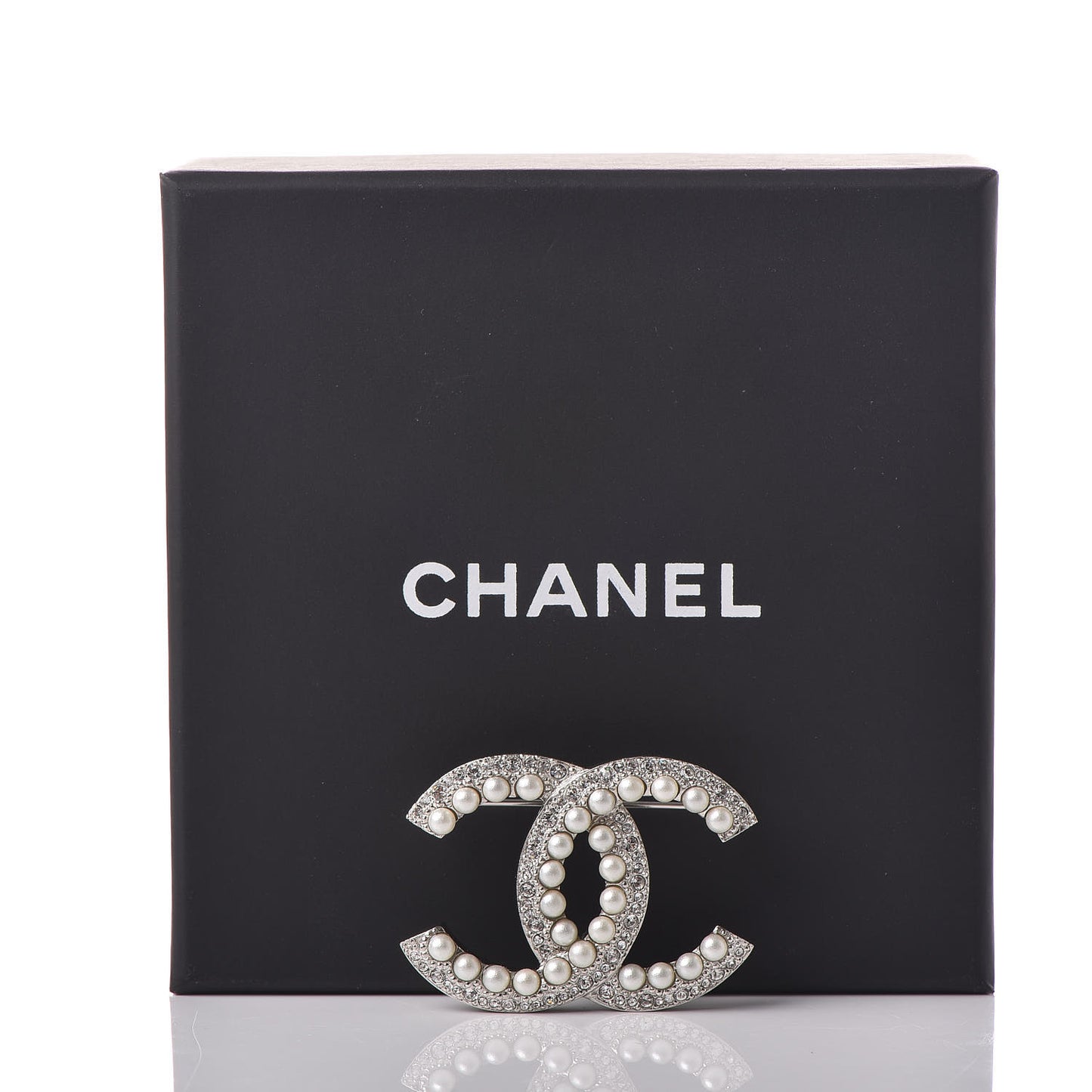 Pearl Crystal CC Snow Palace Brooch Silver