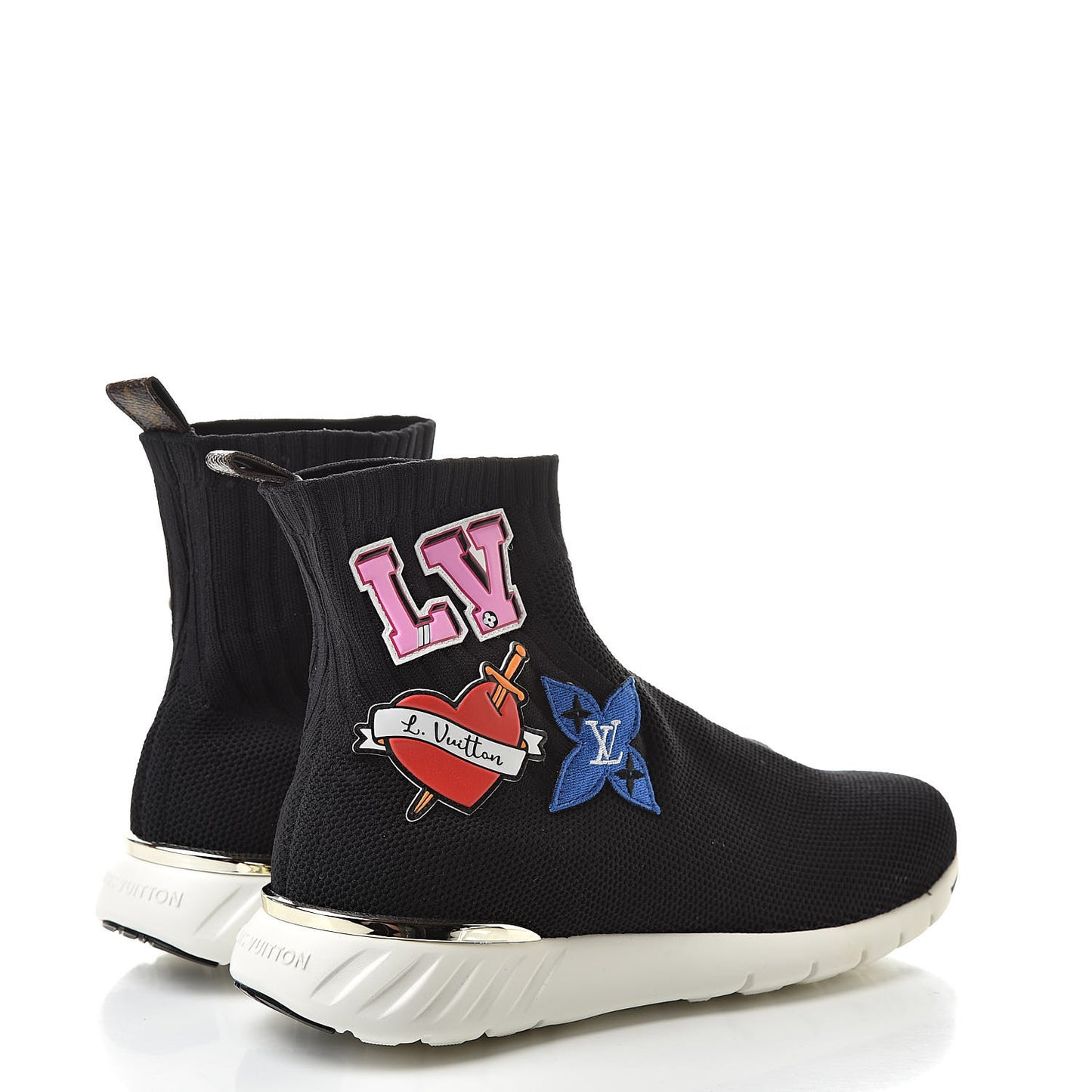 Stretch Fabric LV Black Heart Sock Sneaker 36.5 Black