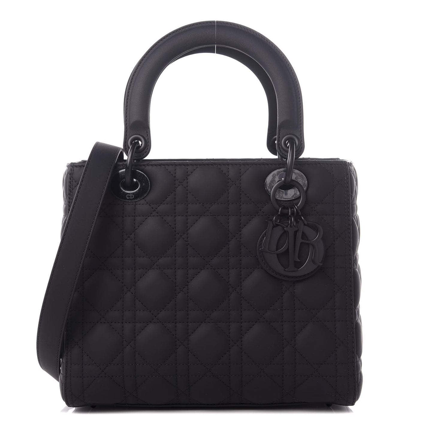 Ultra Matte Calfskin Cannage Medium Lady Dior Black