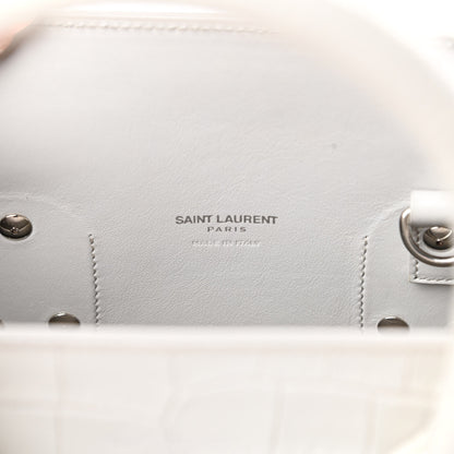 Saint Laurent Calfskin Crocodile Embossed Small Sac De Jour White Souffle 6 of 19