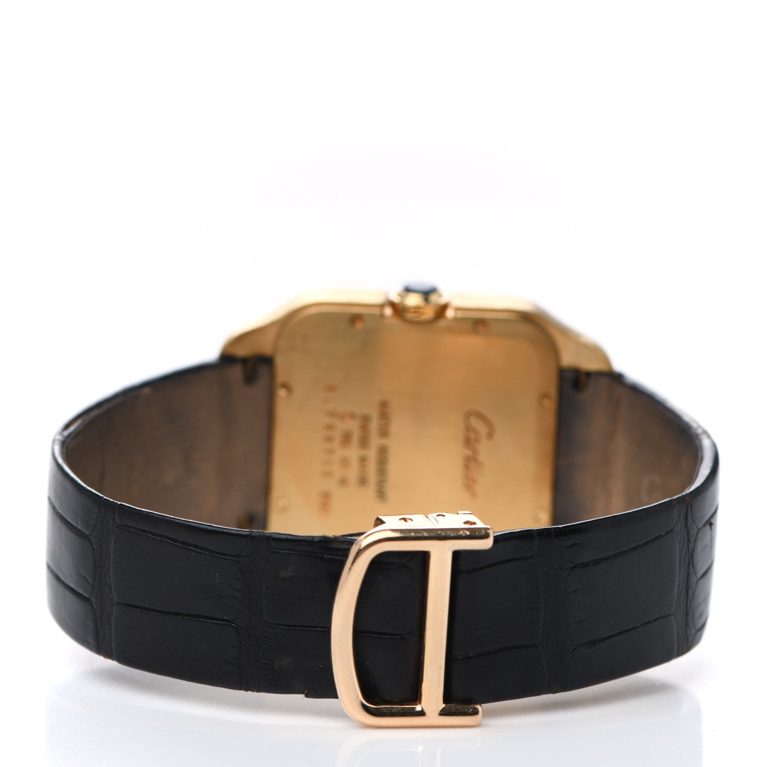 Cartier 18K Yellow Gold Alligator 35mm Santos Dumont Manual Winding Watch 4 of 4
