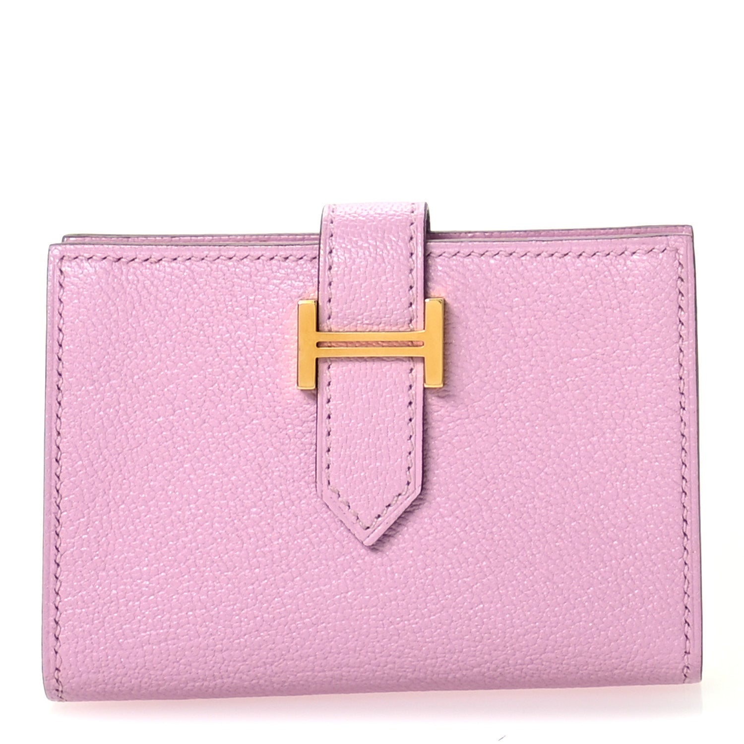 Hermes Chevre Mysore Bearn Card Holder Wallet Mauve Sylvestre 1 of 8