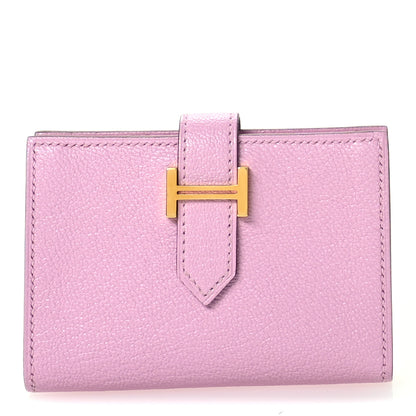 Hermes Chevre Mysore Bearn Card Holder Wallet Mauve Sylvestre 1 of 8
