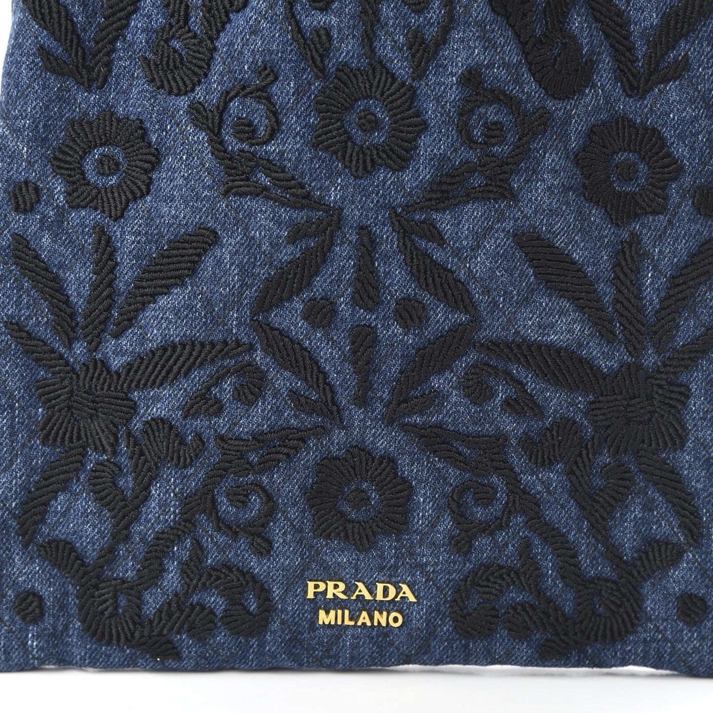 Denim Impuntura Drawstring Pouch Blue Black