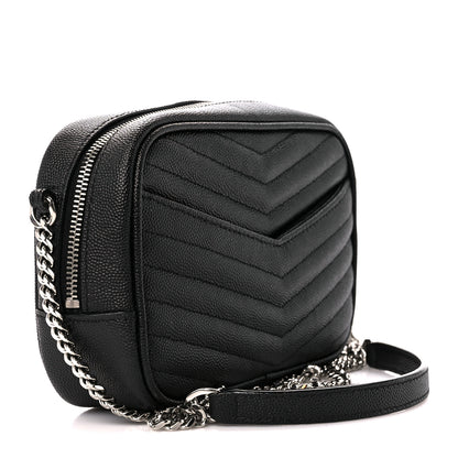 Saint Laurent Grain De Poudre Matelasse Monogram Mini Lou Camera Bag Black 3 of 11
