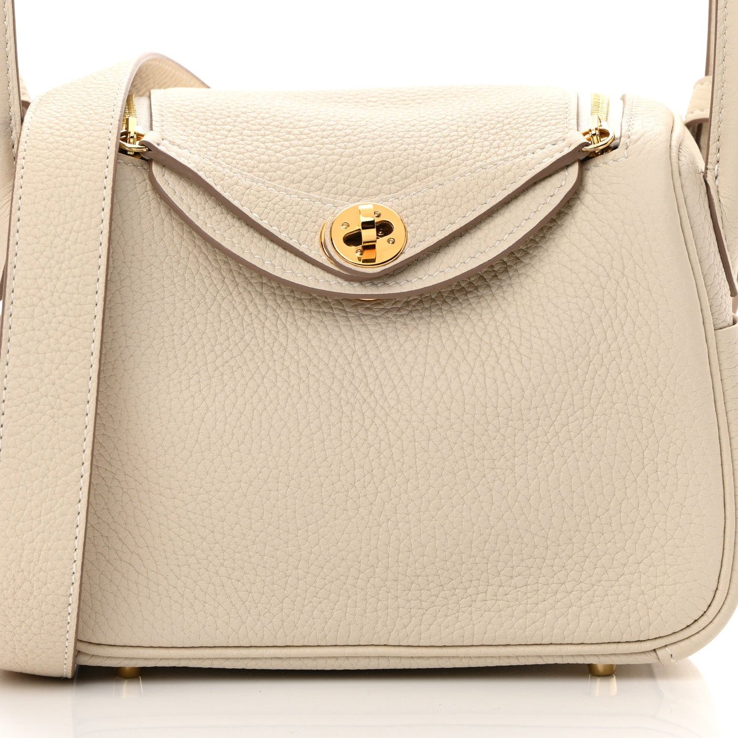 Hermes Taurillon Clemence Mini Lindy 20 Craie 8 of 11