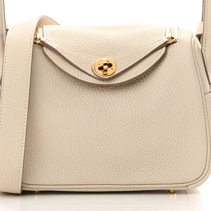 Hermes Taurillon Clemence Mini Lindy 20 Craie 8 of 11