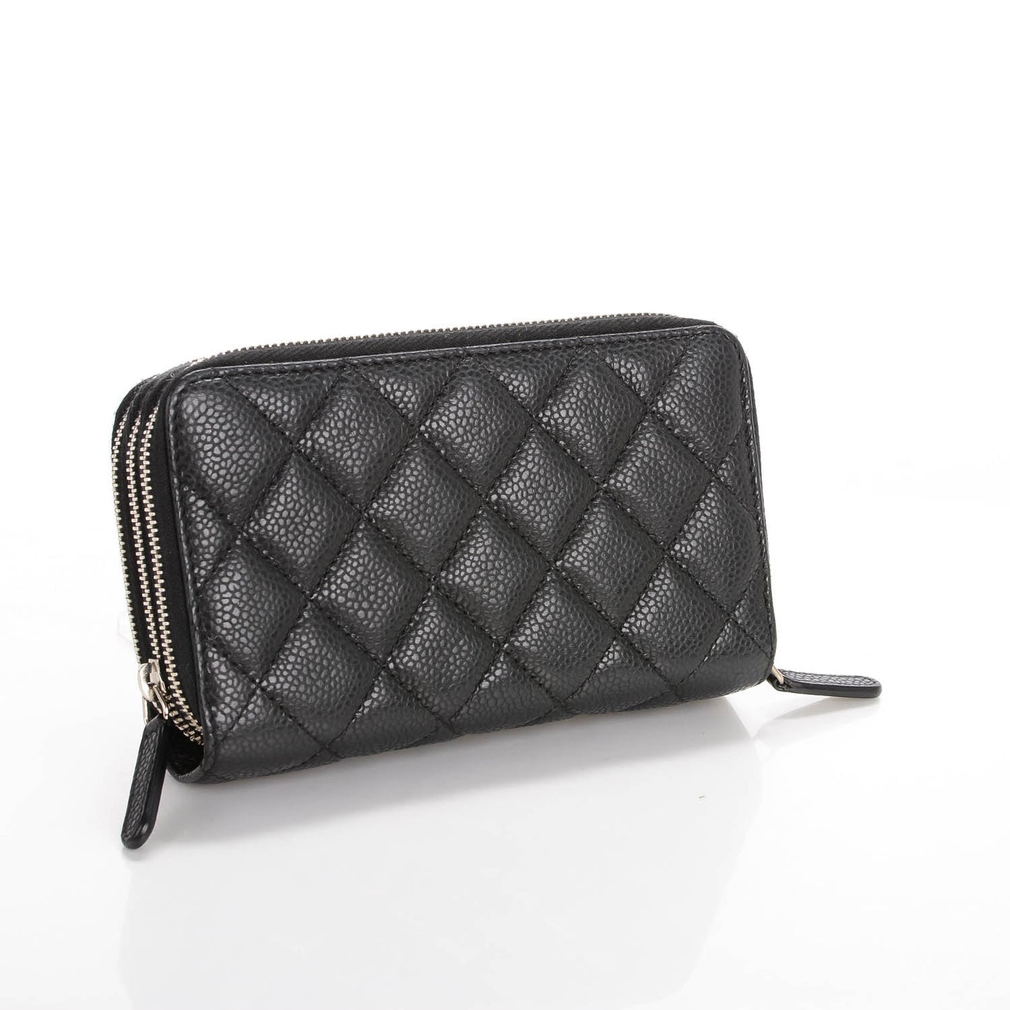 Caviar Quilted Zip Around Phone Holder Black