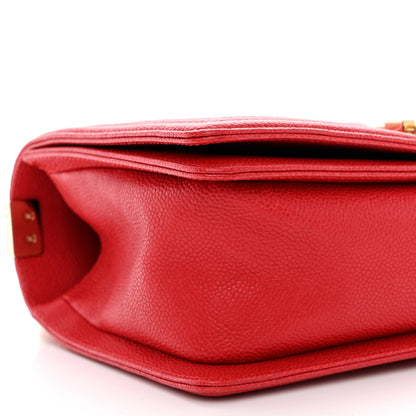 Chanel Caviar Chevron Quilted Medium Boy Flap Red 10 of 11