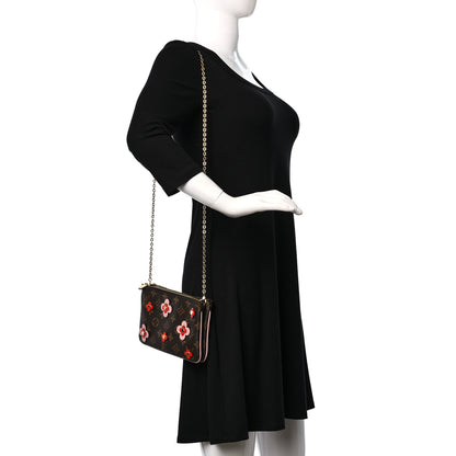 Louis Vuitton Monogram Blooming Flowers Double Zip Pochette 2 of 9