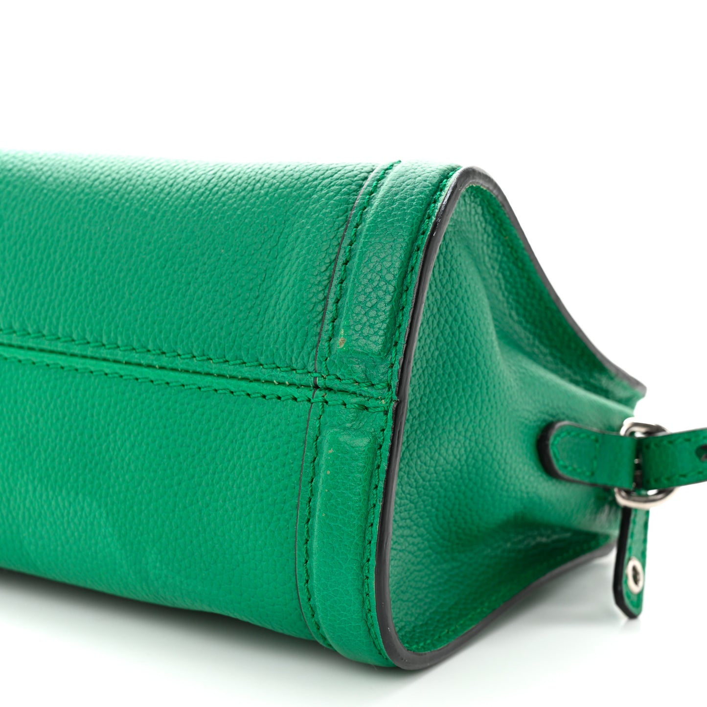 Pebbled Calfskin Mini Padlock Tote Emerald